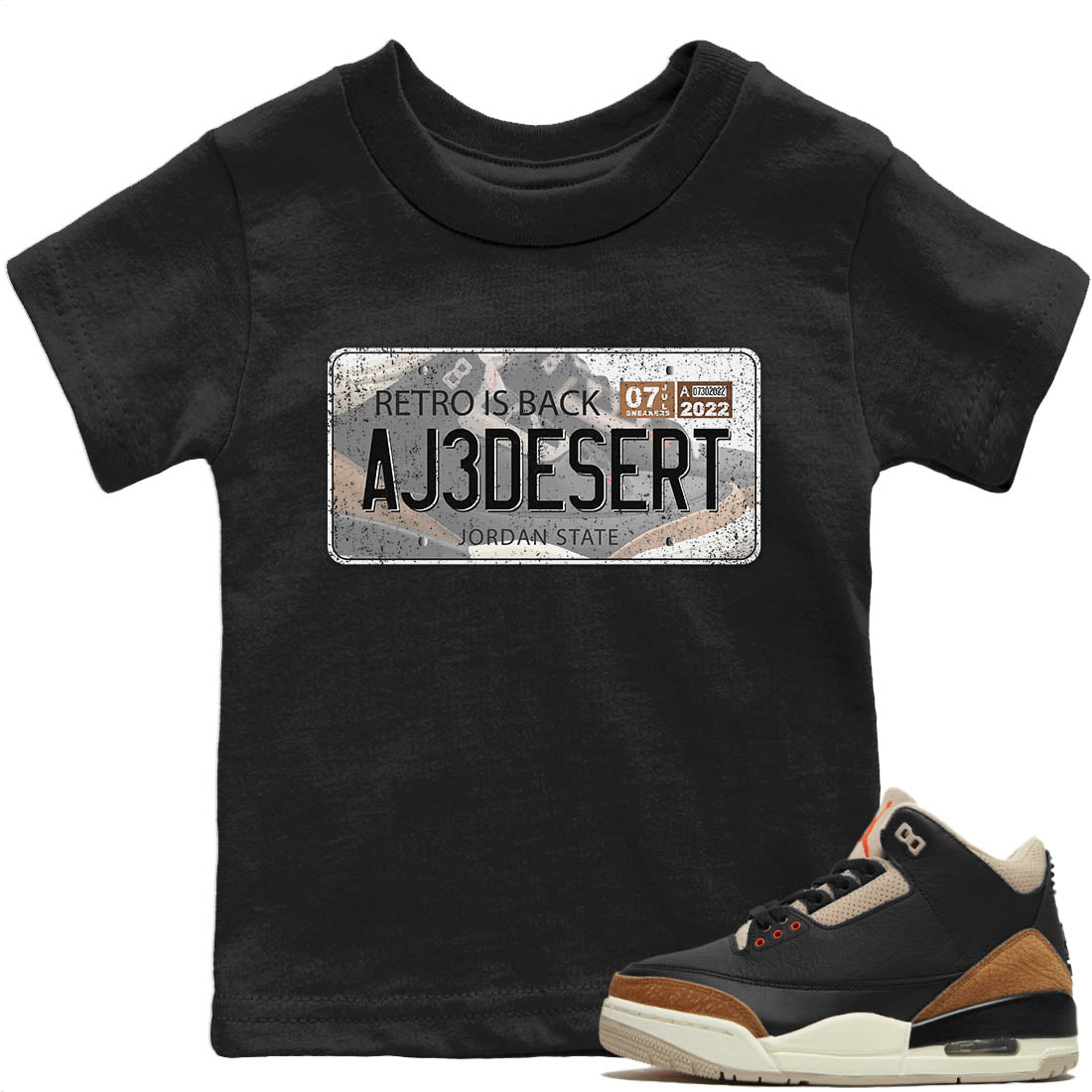 Jordan Plate Kids Tops - Air Jordan 3 Desert Elephant