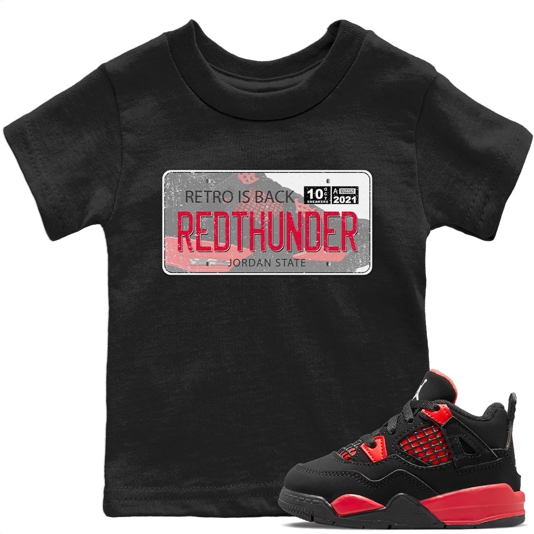 Jordan Plate Kids Tops - Air Jordan 4 Red Thunder