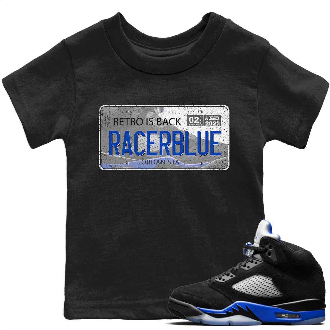 Jordan Plate Kids Tops - Air Jordan 5 Racer Blue