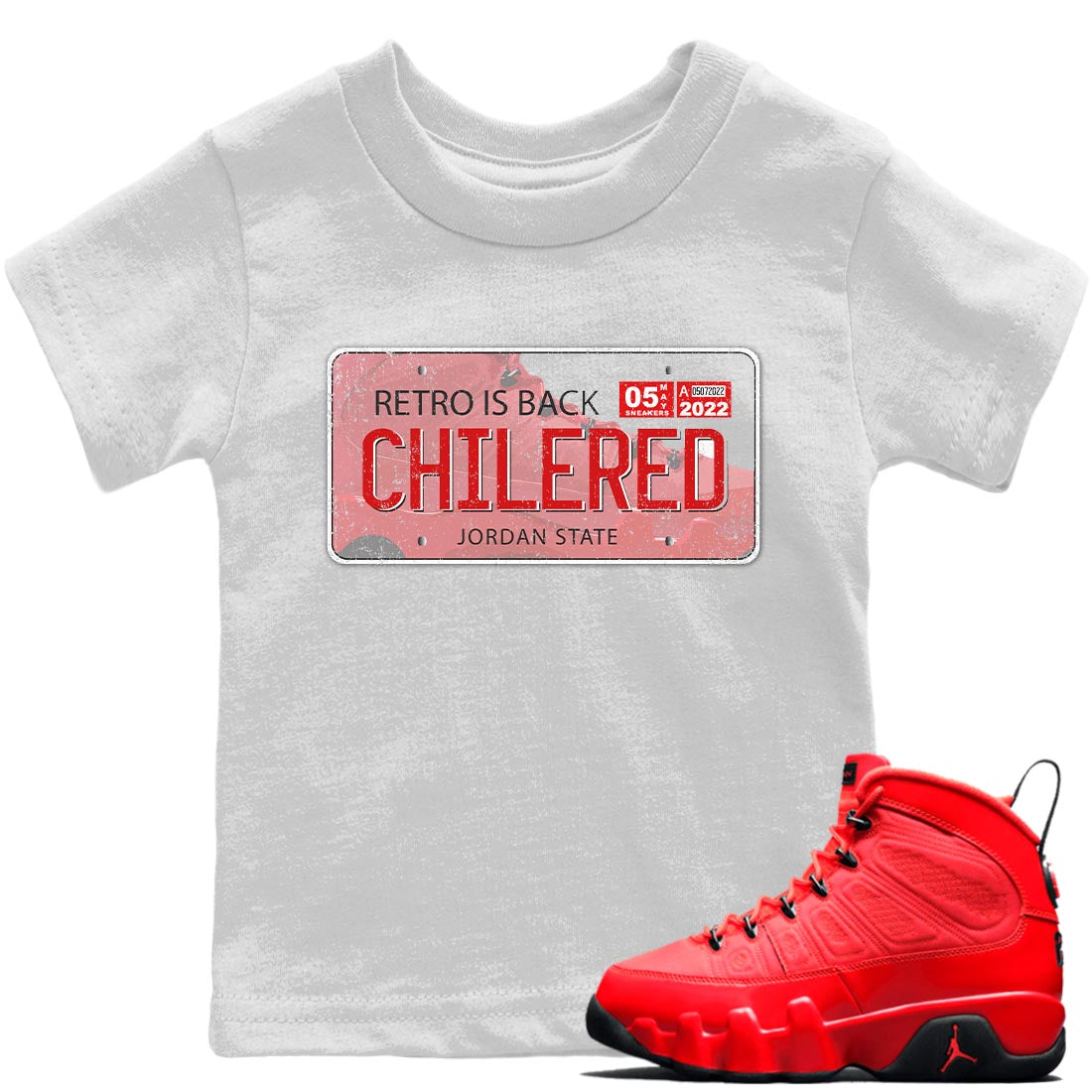 Jordan Plate Kids Tops - Air Jordan 9 Chile Red