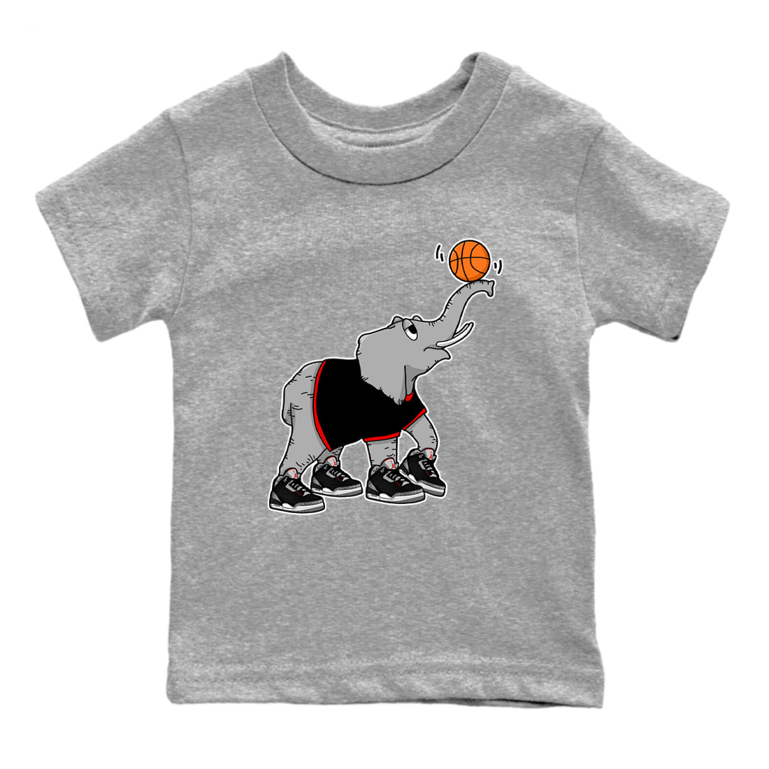 Juggling Elephant snkmatch Tees Kids - Air Jordan 3 Black Cement