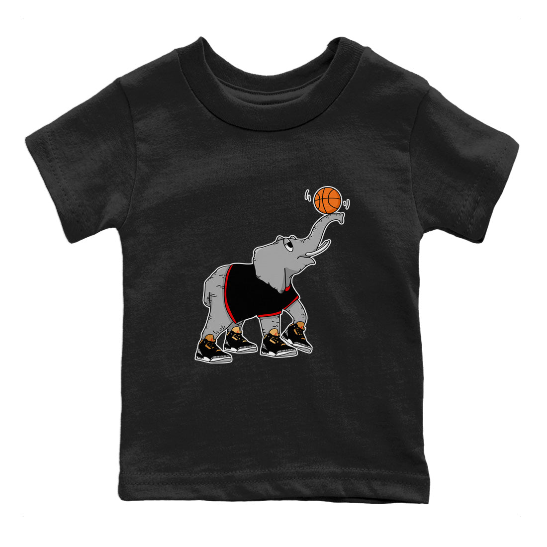 Juggling Elephant Kids Tops - Air Jordan 3 Black Gold