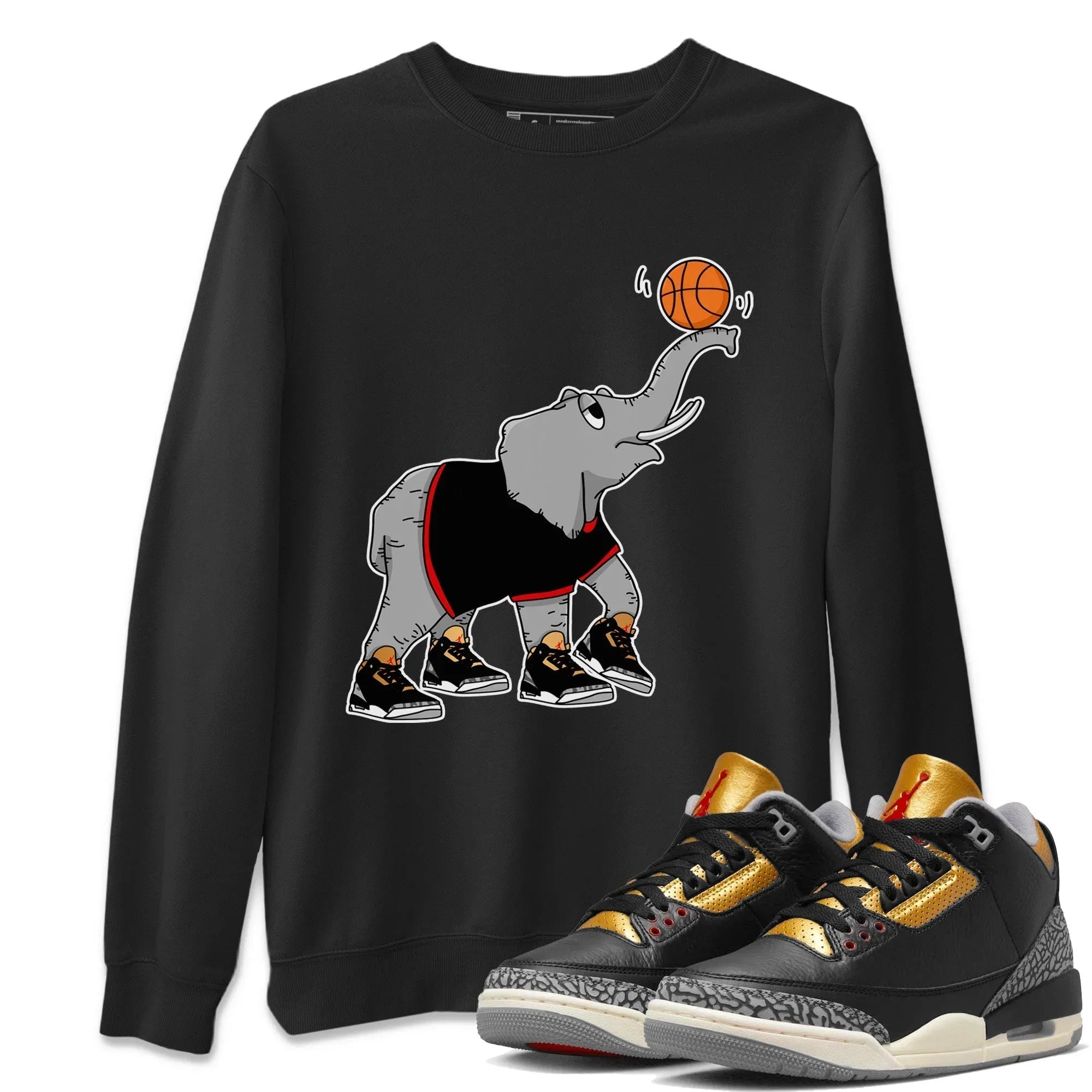 Juggling Elephant Unisex Tops - Air Jordan 3 Black Gold
