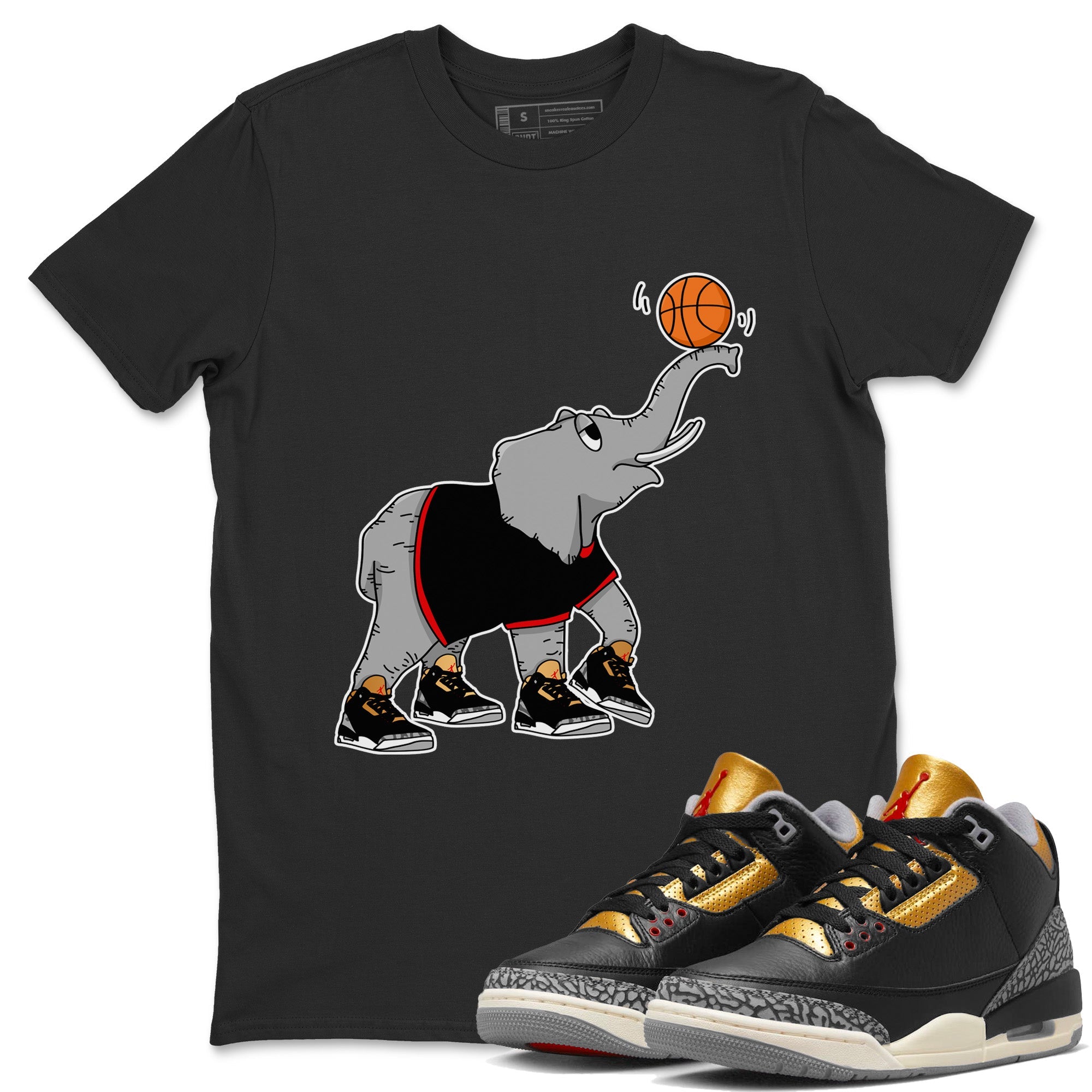 Juggling Elephant Unisex Tops - Air Jordan 3 Black Gold