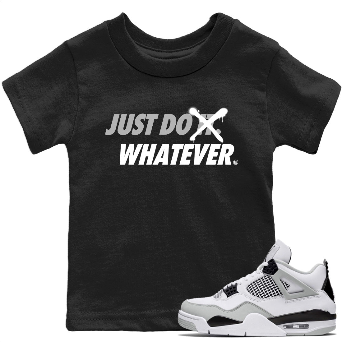 Just Do Whatever Kids Tops - Air Jordan 4 Military Black