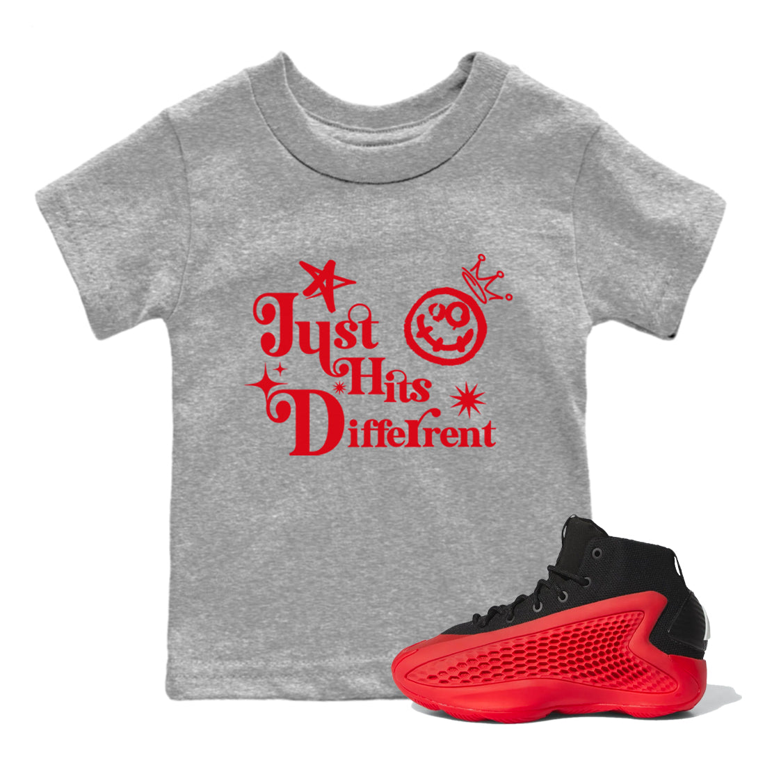 Just Hits Different snkmatch Tees Kids - AE 1 Bred