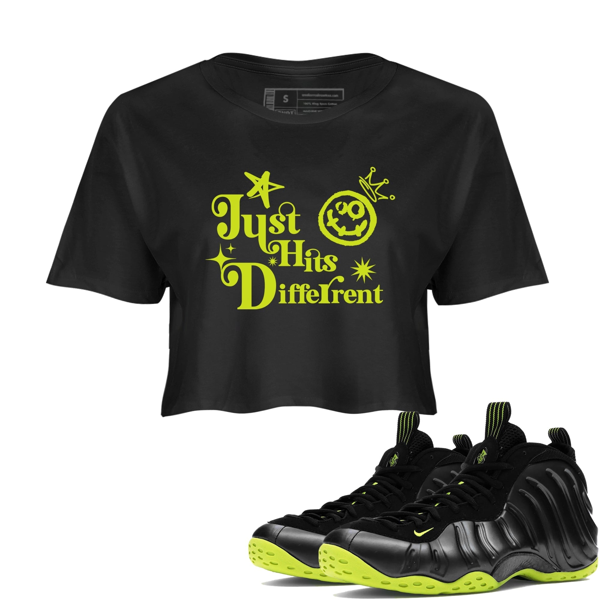 Just Hits Different snkmatch Women's Top - Air Foamposite One Black Volt