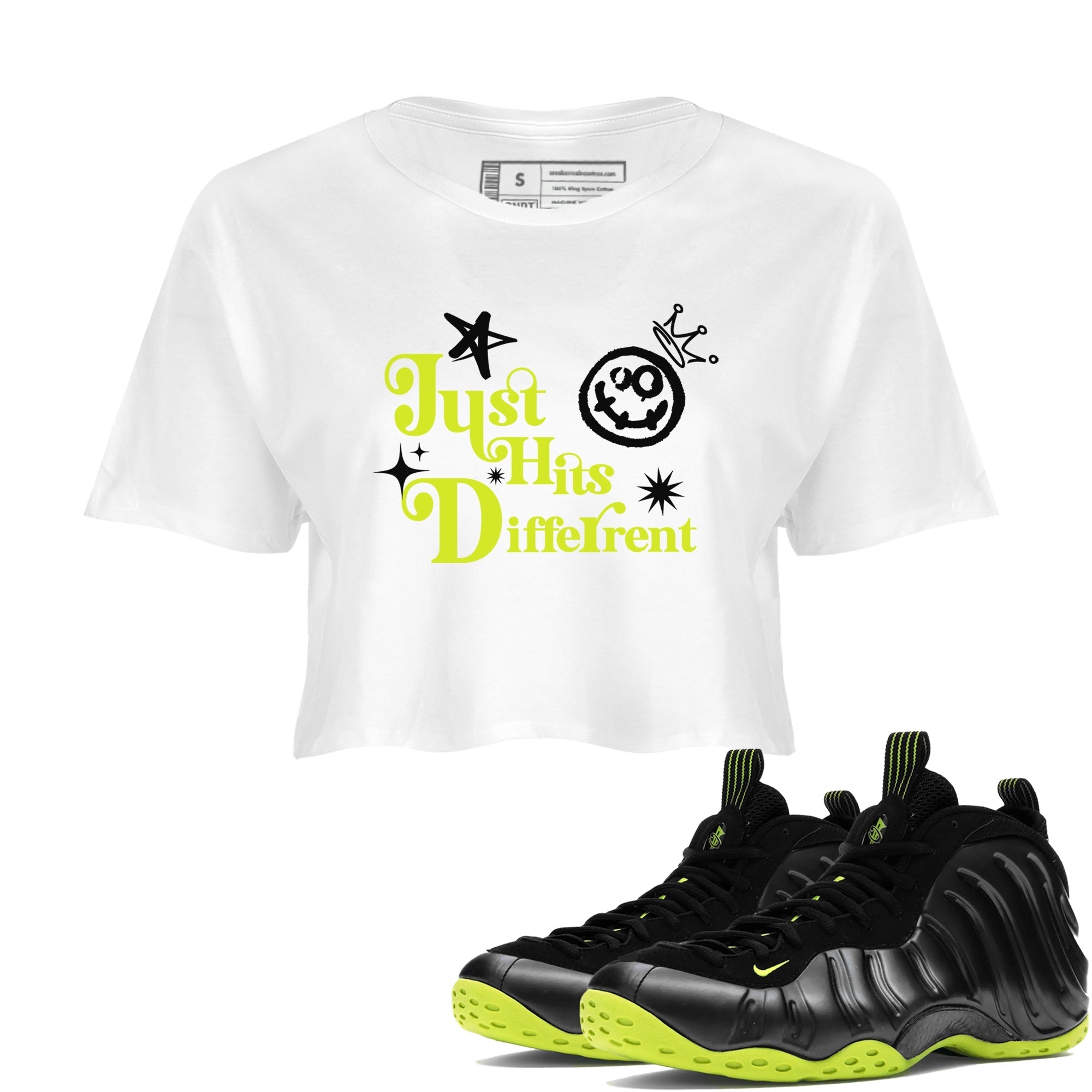 Just Hits Different snkmatch Women's Top - Air Foamposite One Black Volt