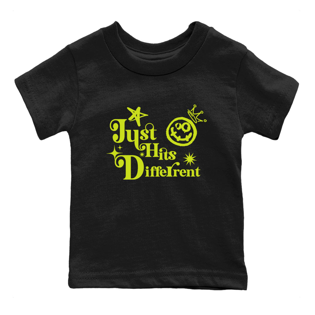 Just Hits Different snkmatch Tees Kids - Air Foamposite One Black Volt