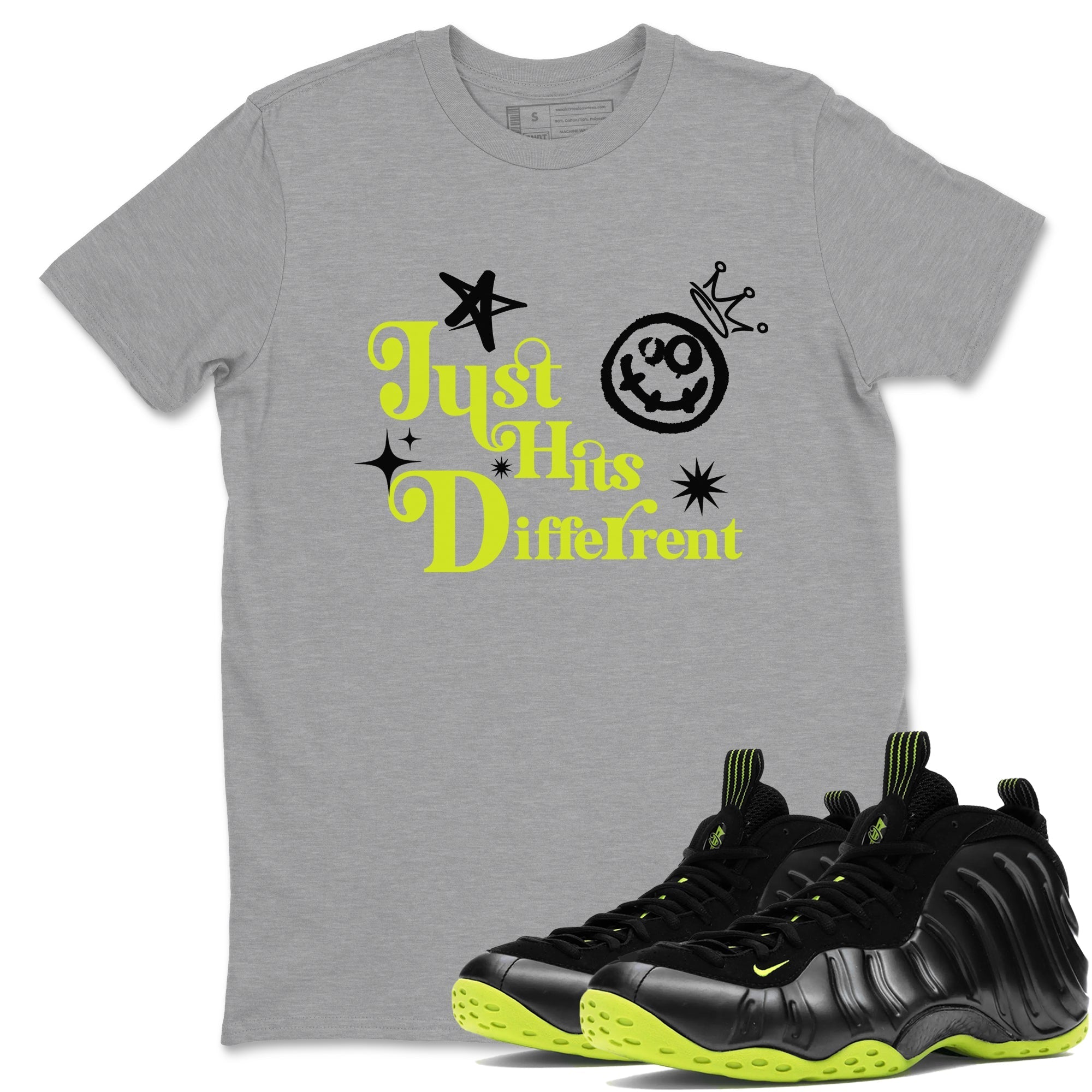 Just Hits Different snkmatch Tees - Air Foamposite One Black Volt