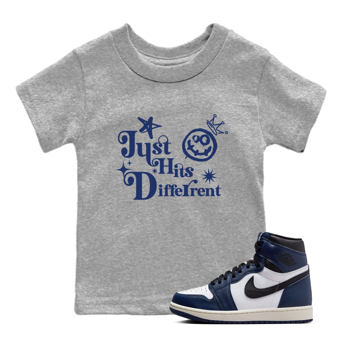 Just Hits Different snkmatch Tees Kids - Air Jordan 1 Midnight Navy