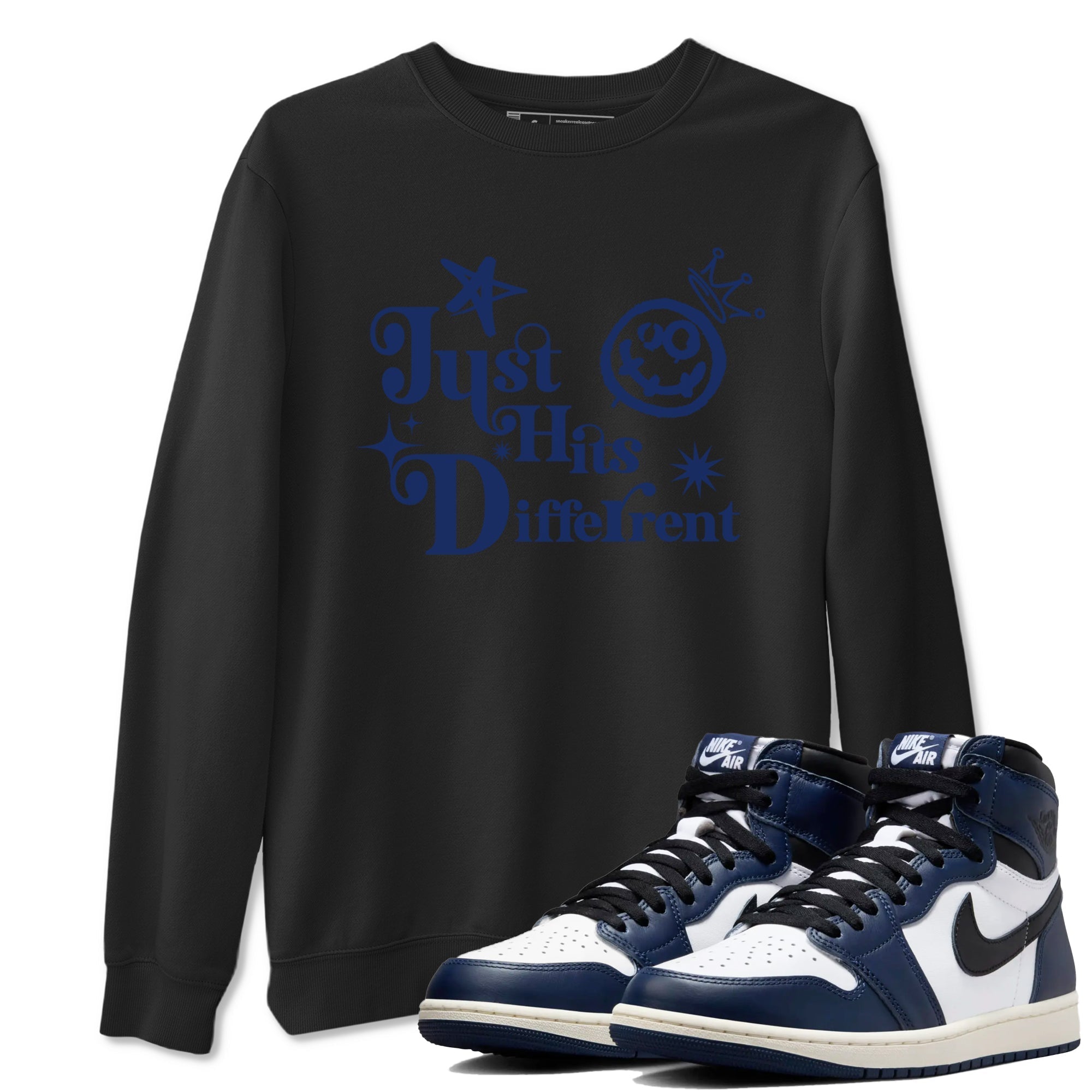 Just Hits Different snkmatch Tees - Air Jordan 1 Midnight Navy