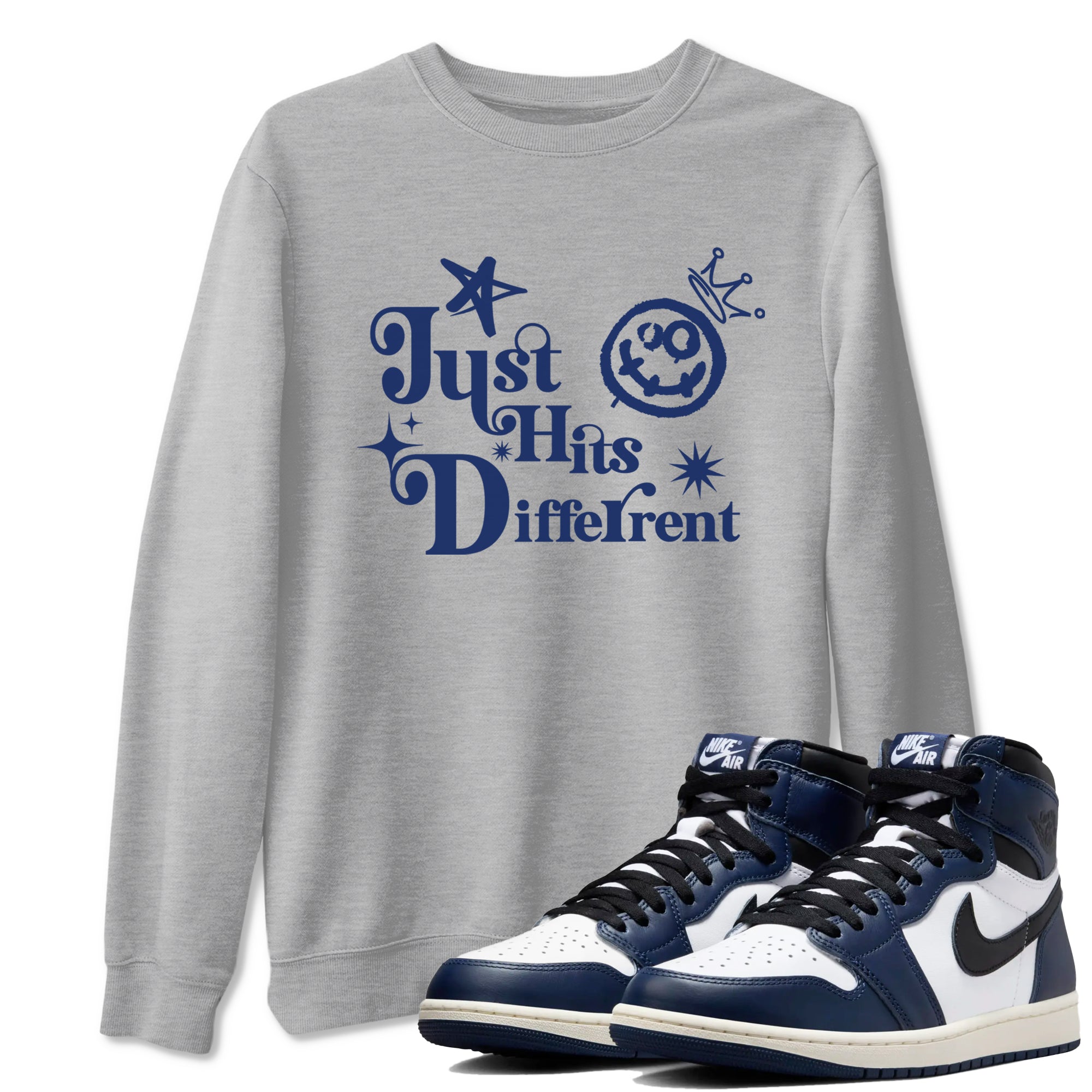Just Hits Different snkmatch Tees - Air Jordan 1 Midnight Navy