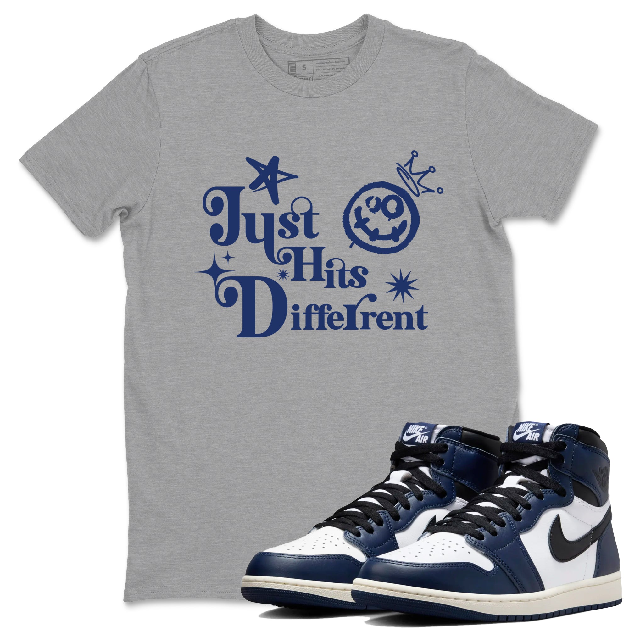 Just Hits Different snkmatch Tees - Air Jordan 1 Midnight Navy