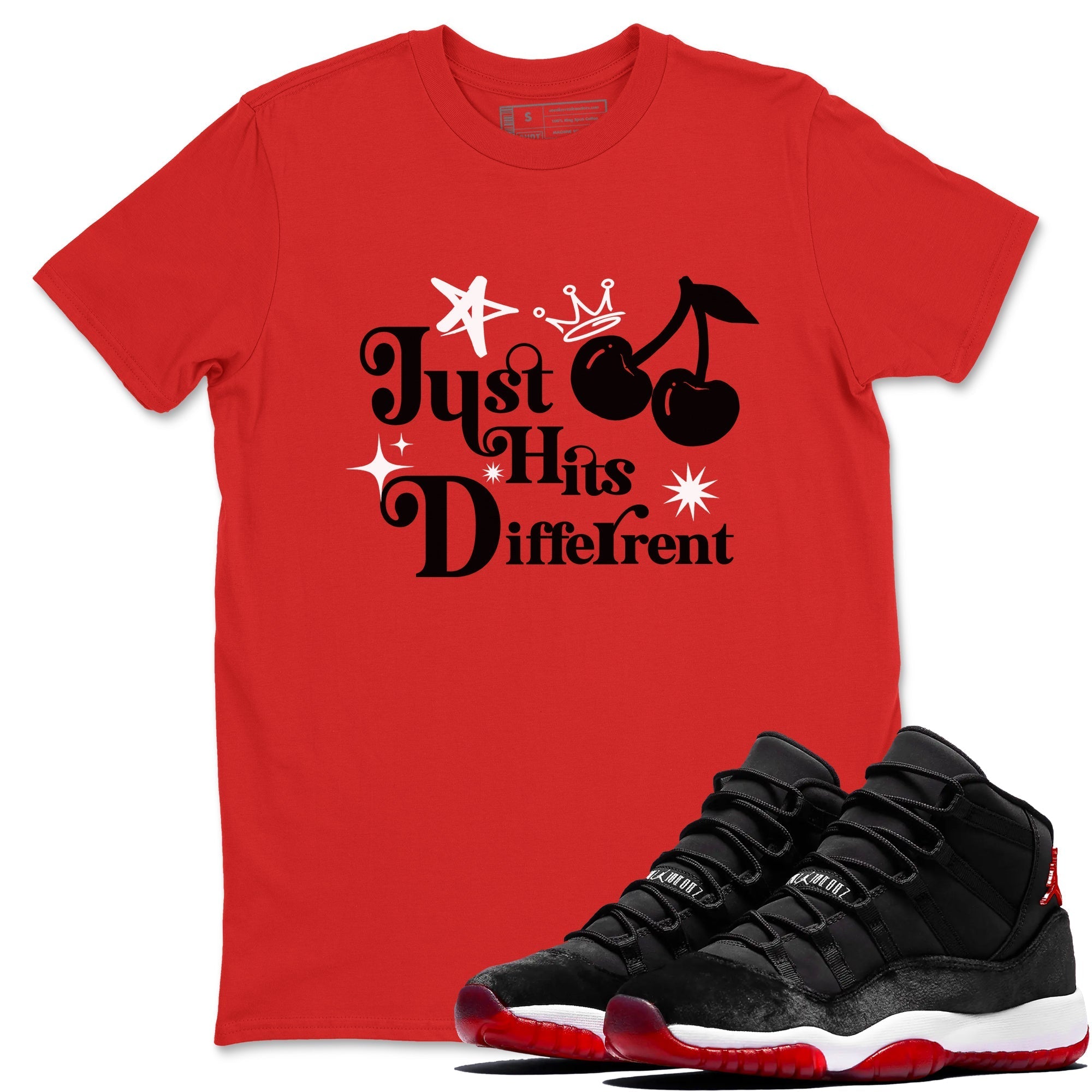 Just Hits Different snkmatch Tees - Air Jordan 11 Bred Velvet