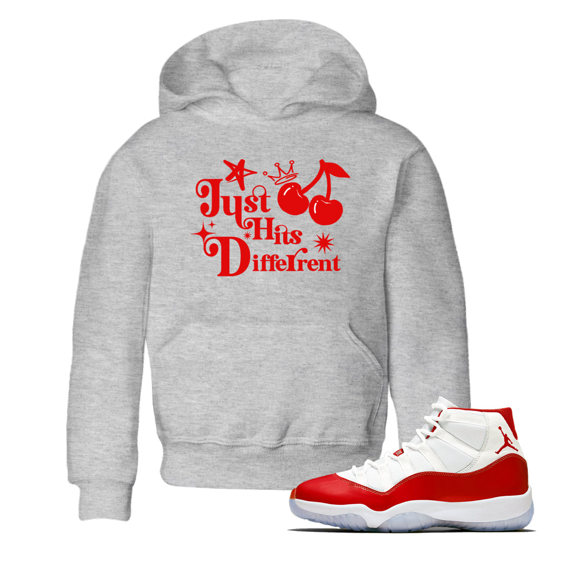 Just Hits Different snkmatch Tees Kids - Air Jordan 11 Cherry