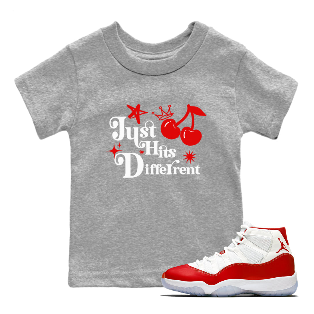 Just Hits Different snkmatch Tees Kids - Air Jordan 11 Cherry