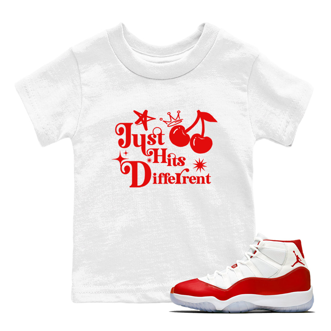 Just Hits Different snkmatch Tees Kids - Air Jordan 11 Cherry