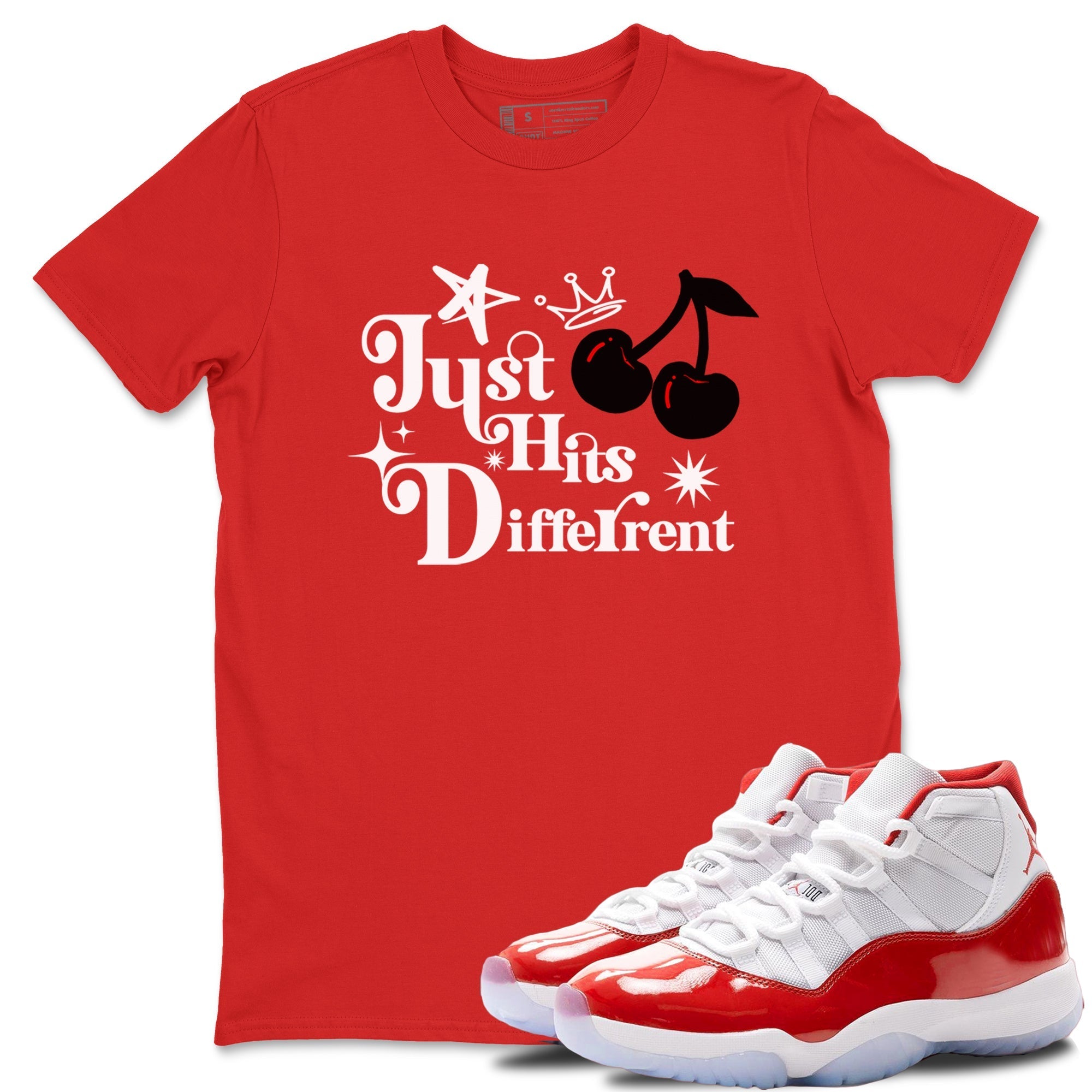 Just Hits Different snkmatch Tees - Air Jordan 11 Cherry