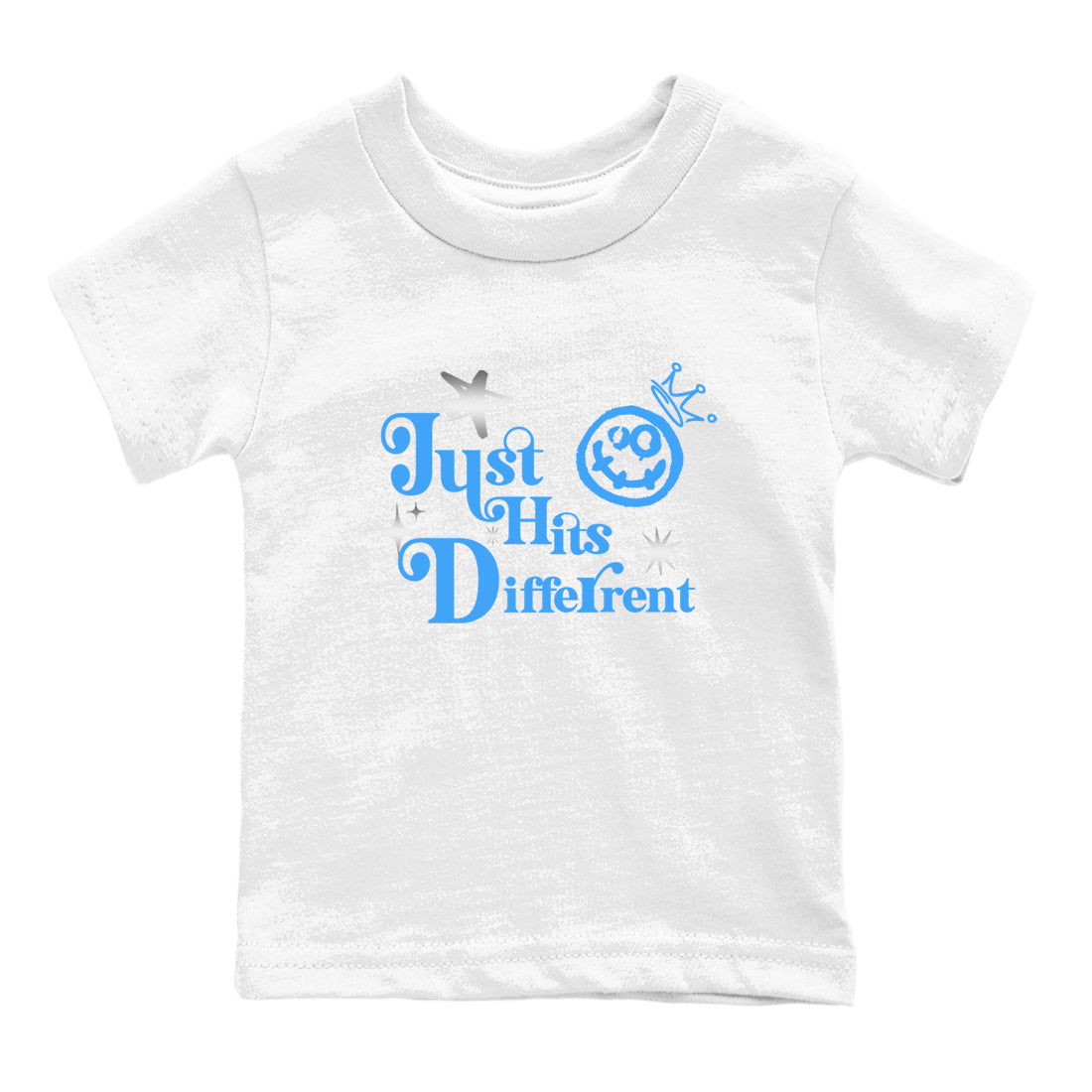 Just Hits Different snkmatch Tees Kids - Air Jordan 12 White and University Blue