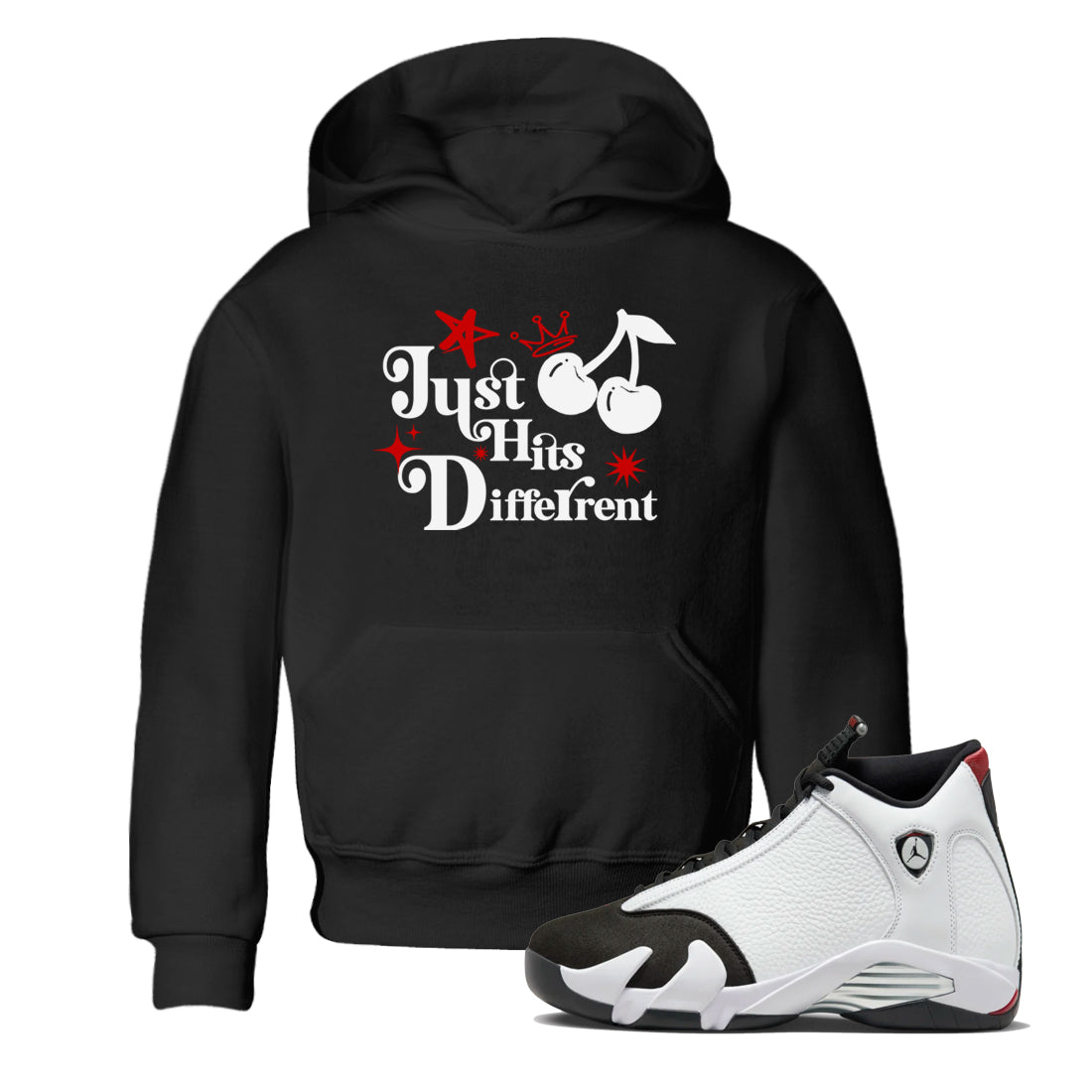 Just Hits Different snkmatch Tees Kids - Air Jordan 14 Black Toe