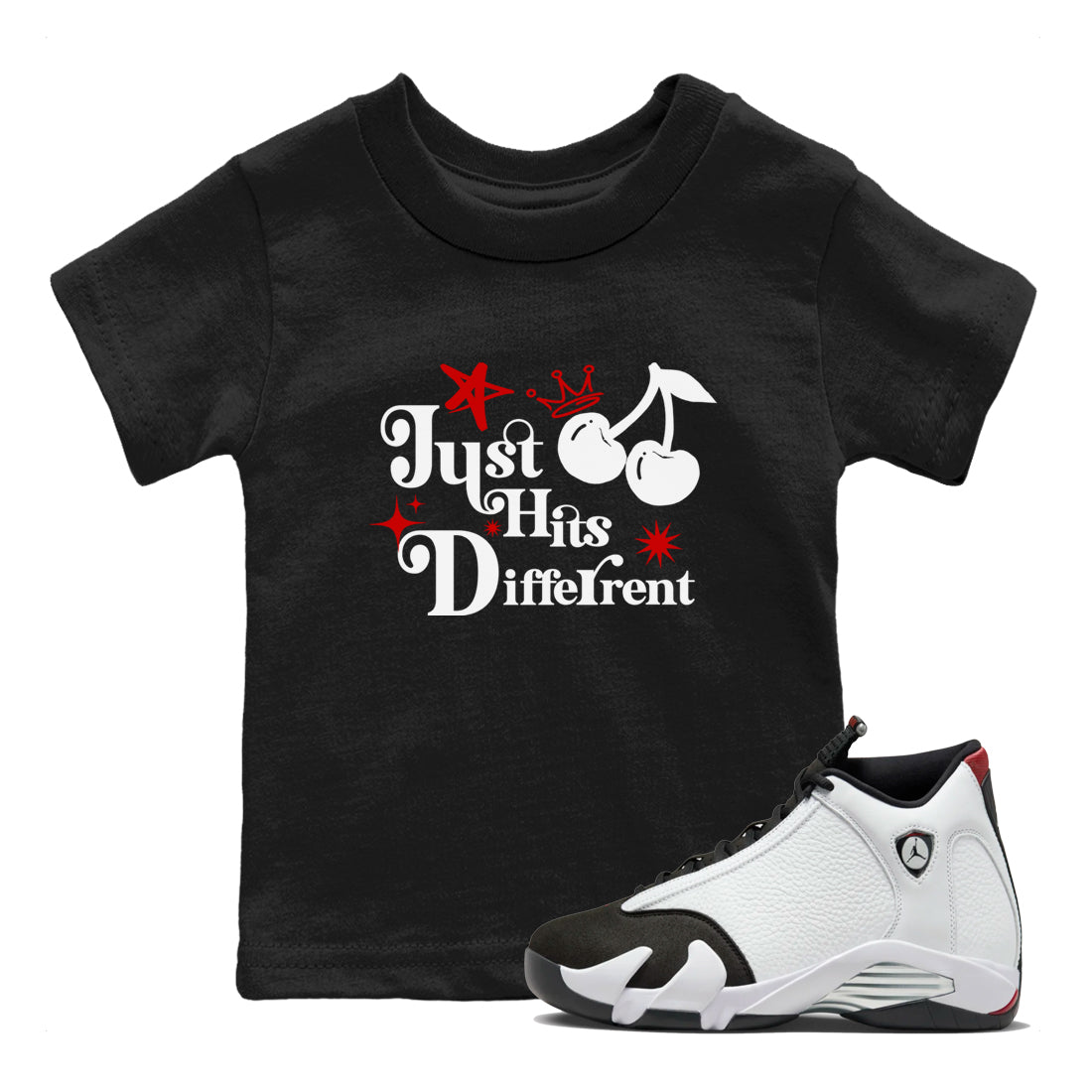 Just Hits Different snkmatch Tees Kids - Air Jordan 14 Black Toe