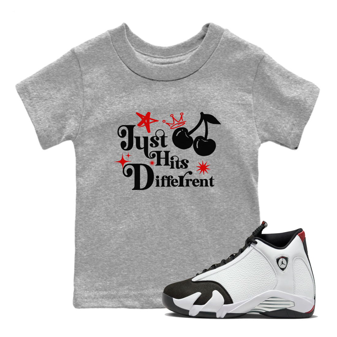 Just Hits Different snkmatch Tees Kids - Air Jordan 14 Black Toe