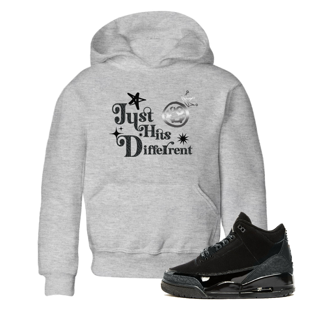 Just Hits Different snkmatch Tees Kids - Air Jordan 3 Black Cat