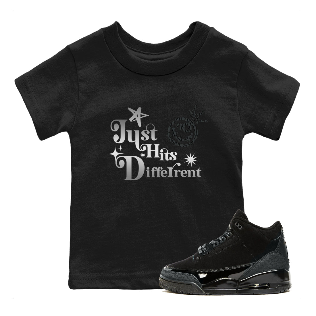 Just Hits Different snkmatch Tees Kids - Air Jordan 3 Black Cat