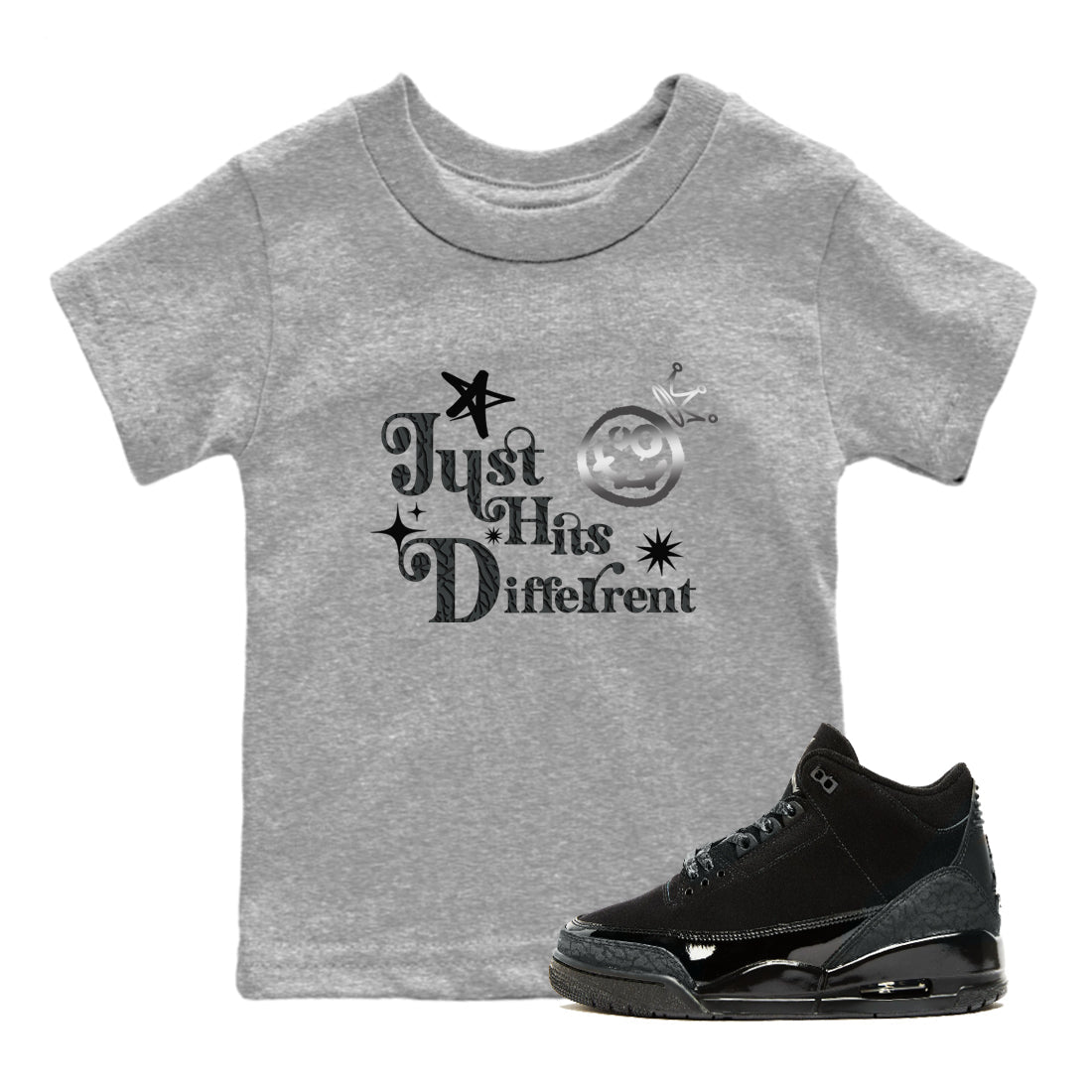 Just Hits Different snkmatch Tees Kids - Air Jordan 3 Black Cat