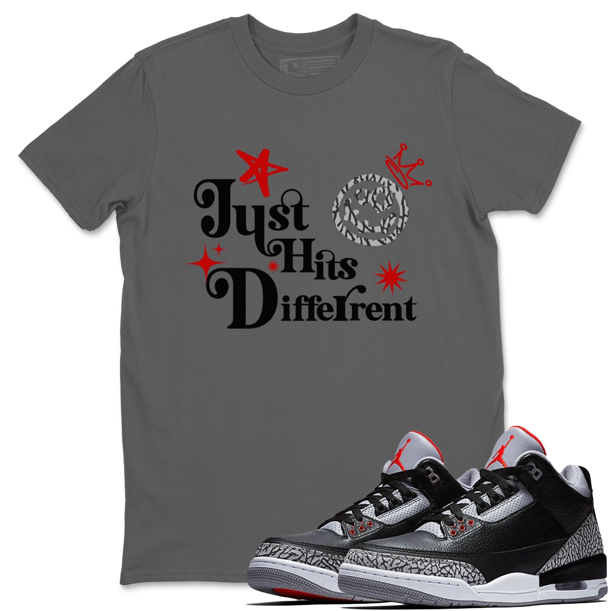 Just Hits Different snkmatch Tees - Air Jordan 3 Black Cement