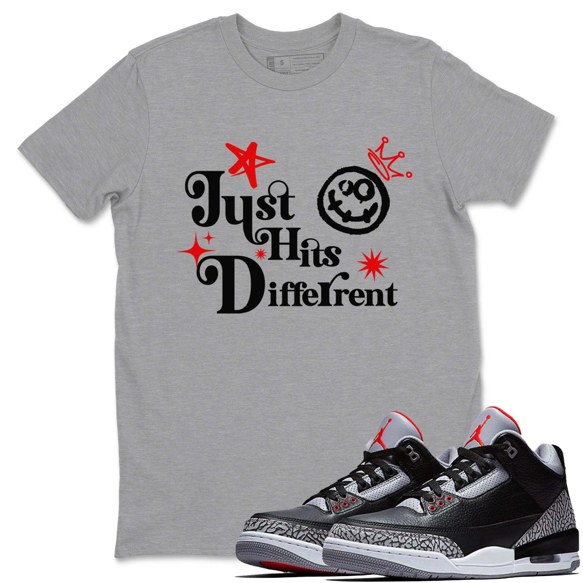 Just Hits Different snkmatch Tees - Air Jordan 3 Black Cement