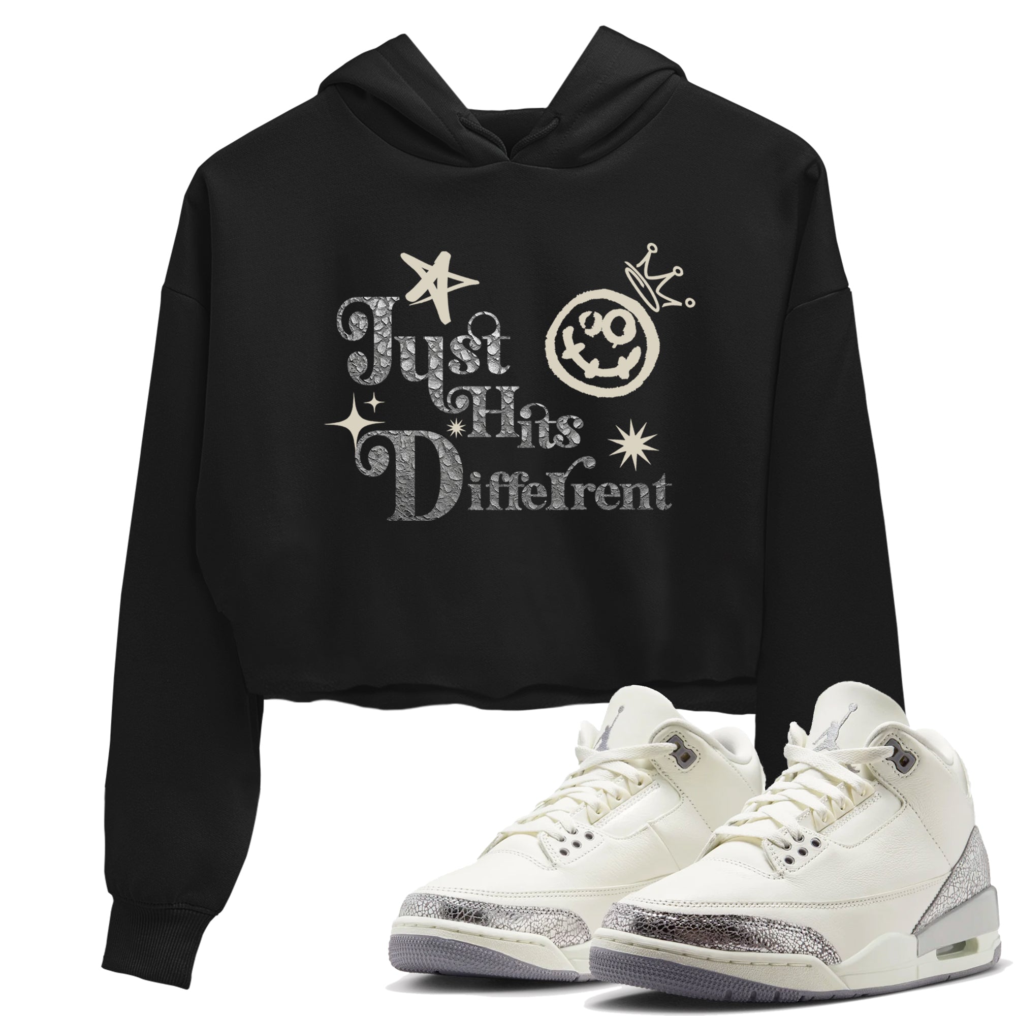 Just Hits Different snkmatch Women's Top - Air Jordan 3 Sail and Cement Grey