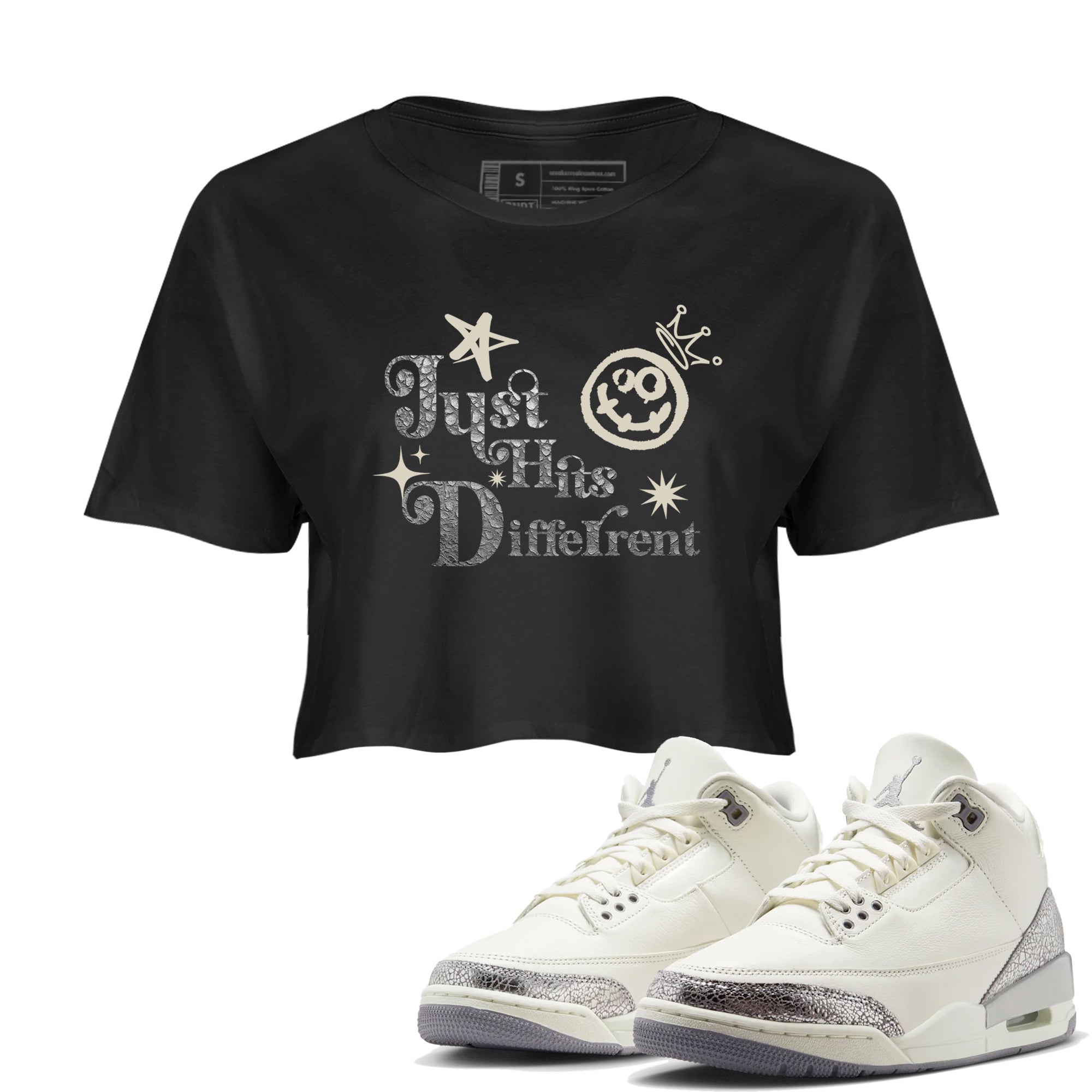 Just Hits Different snkmatch Women's Top - Air Jordan 3 Sail and Cement Grey