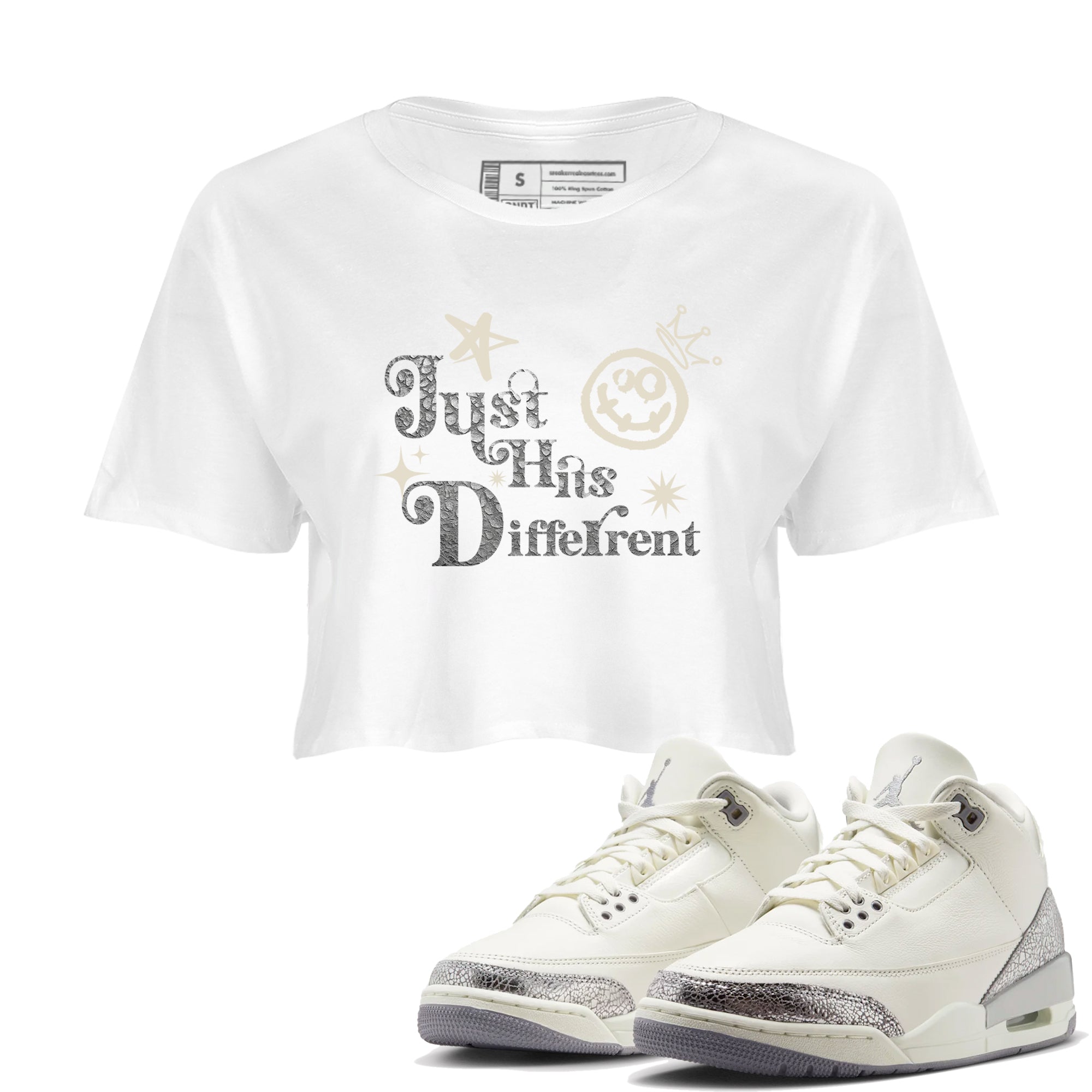 Just Hits Different snkmatch Women's Top - Air Jordan 3 Sail and Cement Grey