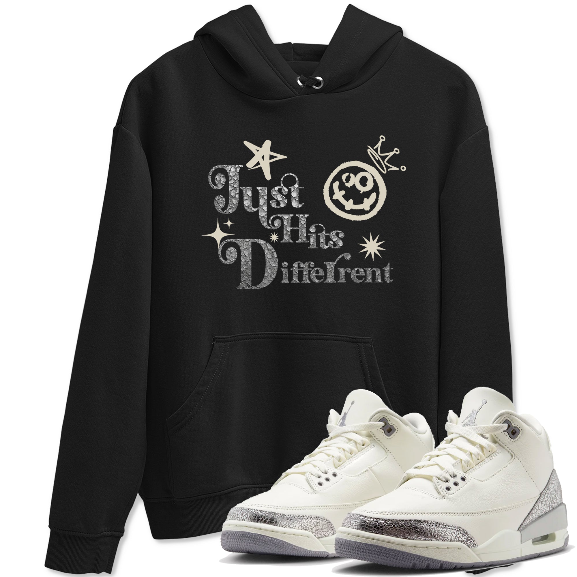Just Hits Different snkmatch Tees - Air Jordan 3 Sail and Cement Grey