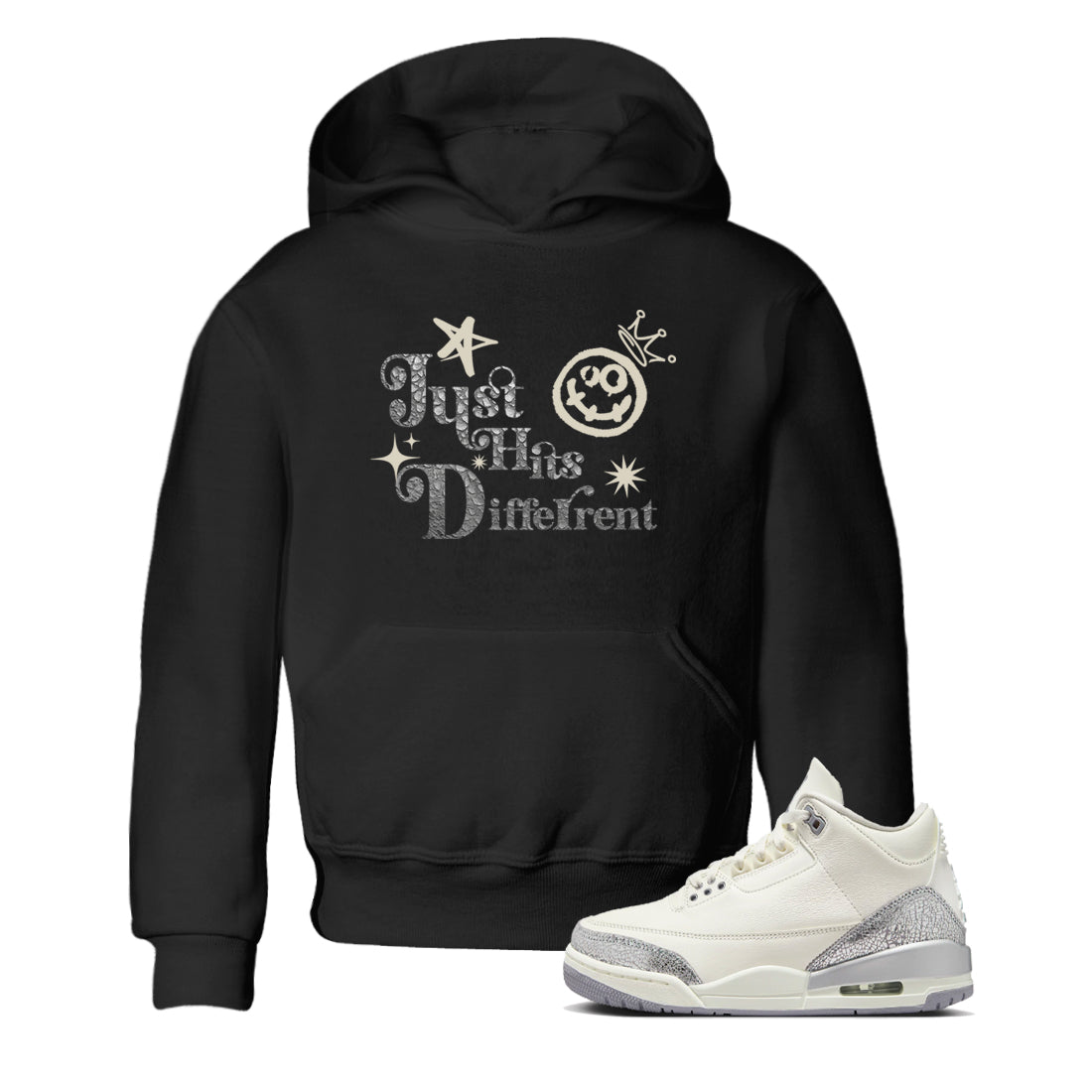 Just Hits Different snkmatch Tees Kids - Air Jordan 3 Sail and Cement Grey