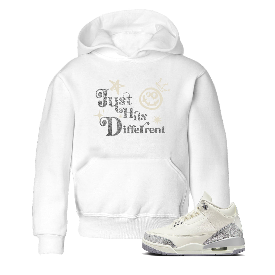 Just Hits Different snkmatch Tees Kids - Air Jordan 3 Sail and Cement Grey