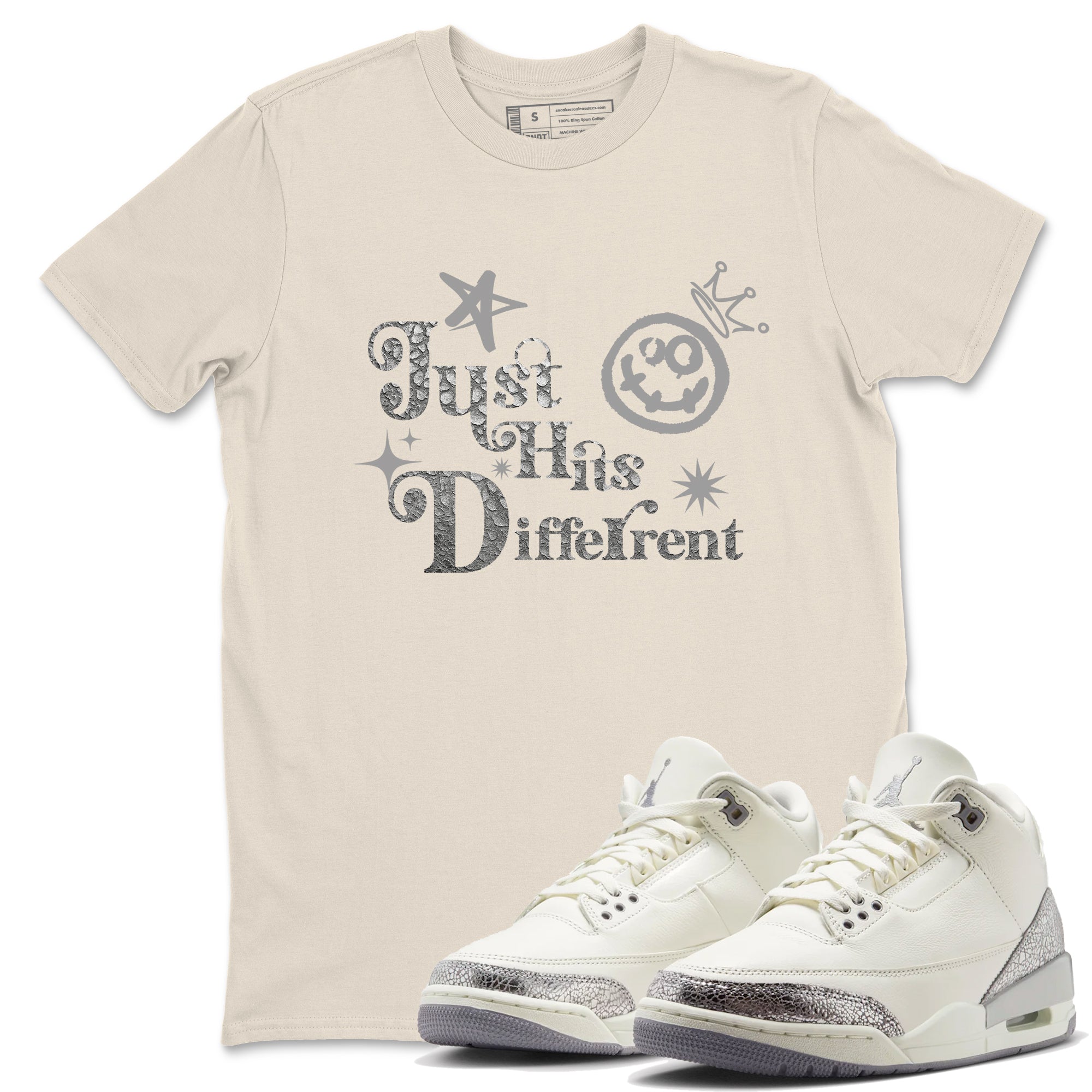 Just Hits Different snkmatch Tees - Air Jordan 3 Sail and Cement Grey