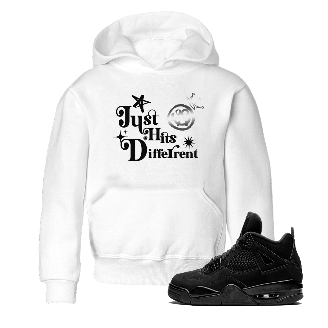 Just Hits Different snkmatch Tees Kids - Air Jordan 4 Black Cat