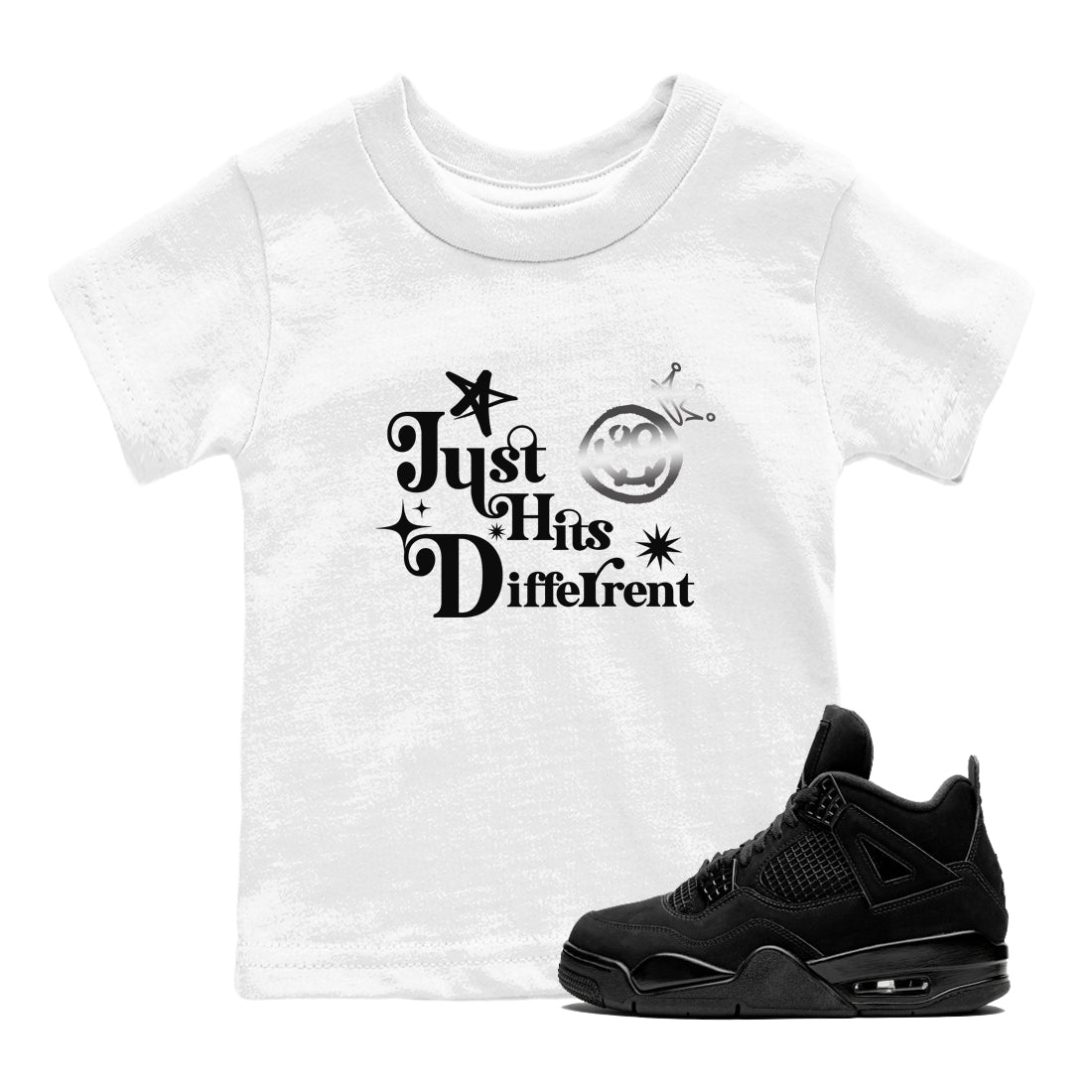 Just Hits Different snkmatch Tees Kids - Air Jordan 4 Black Cat