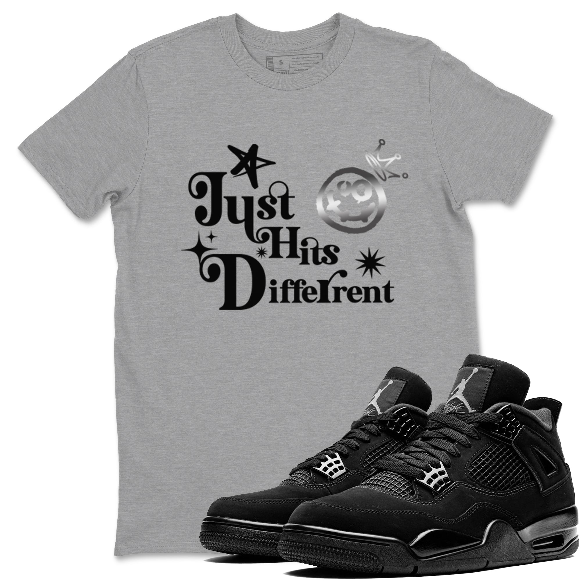 Just Hits Different snkmatch Tees - Air Jordan 4 Black Cat