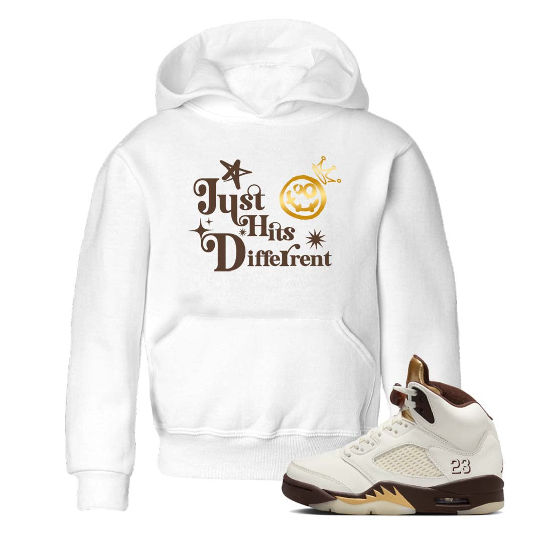 Just Hits Different snkmatch Tees Kids - Air Jordan 5 Golden Ticket