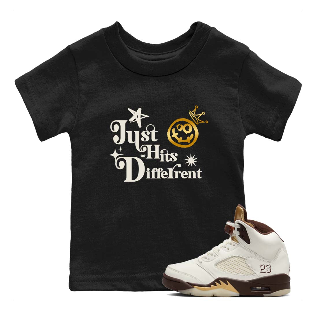 Just Hits Different snkmatch Tees Kids - Air Jordan 5 Golden Ticket