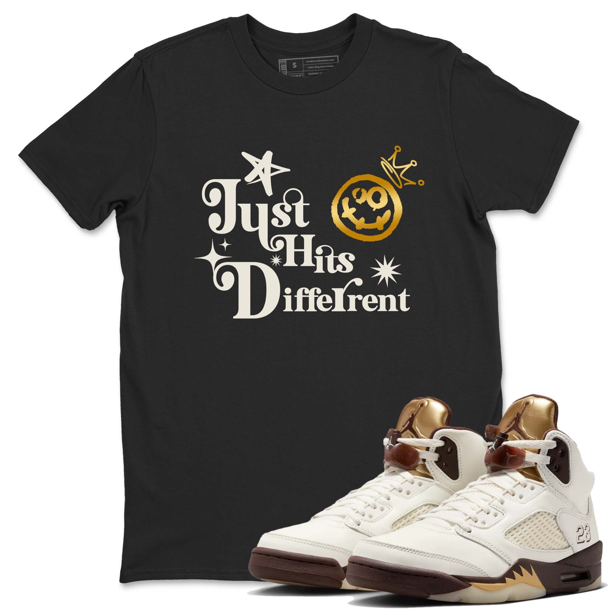 Just Hits Different snkmatch Tees - Air Jordan 5 Golden Ticket