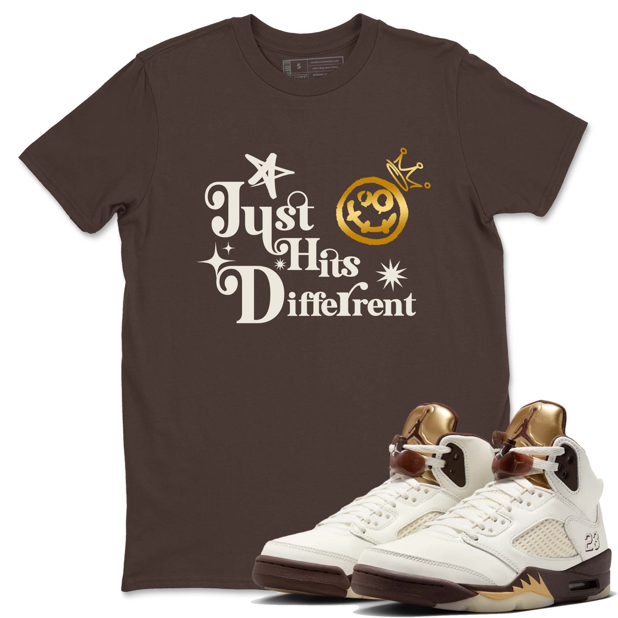 Just Hits Different snkmatch Tees - Air Jordan 5 Golden Ticket