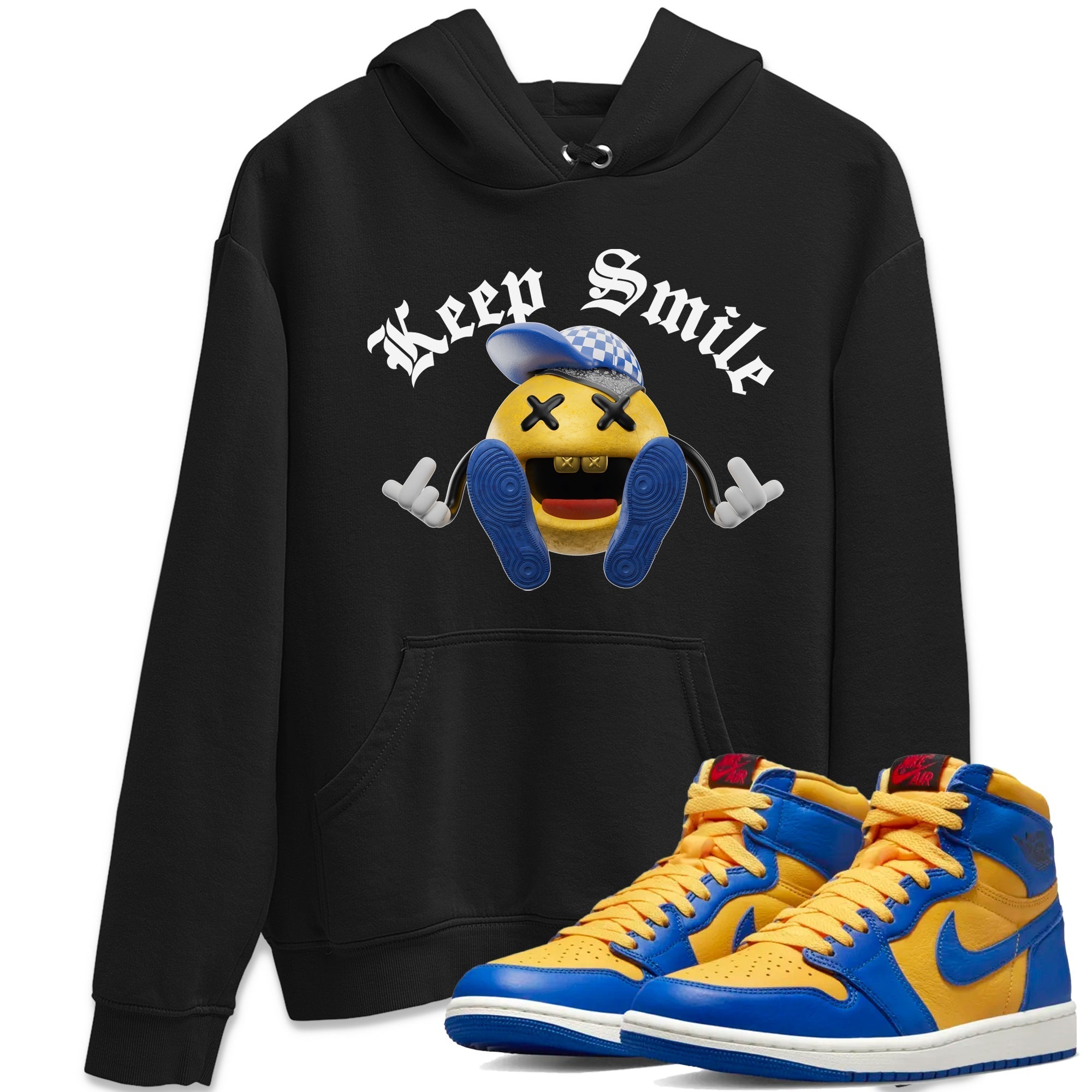 Keep Smiling Unisex Tops - Air Jordan 1 Game Royal Varsity Maize