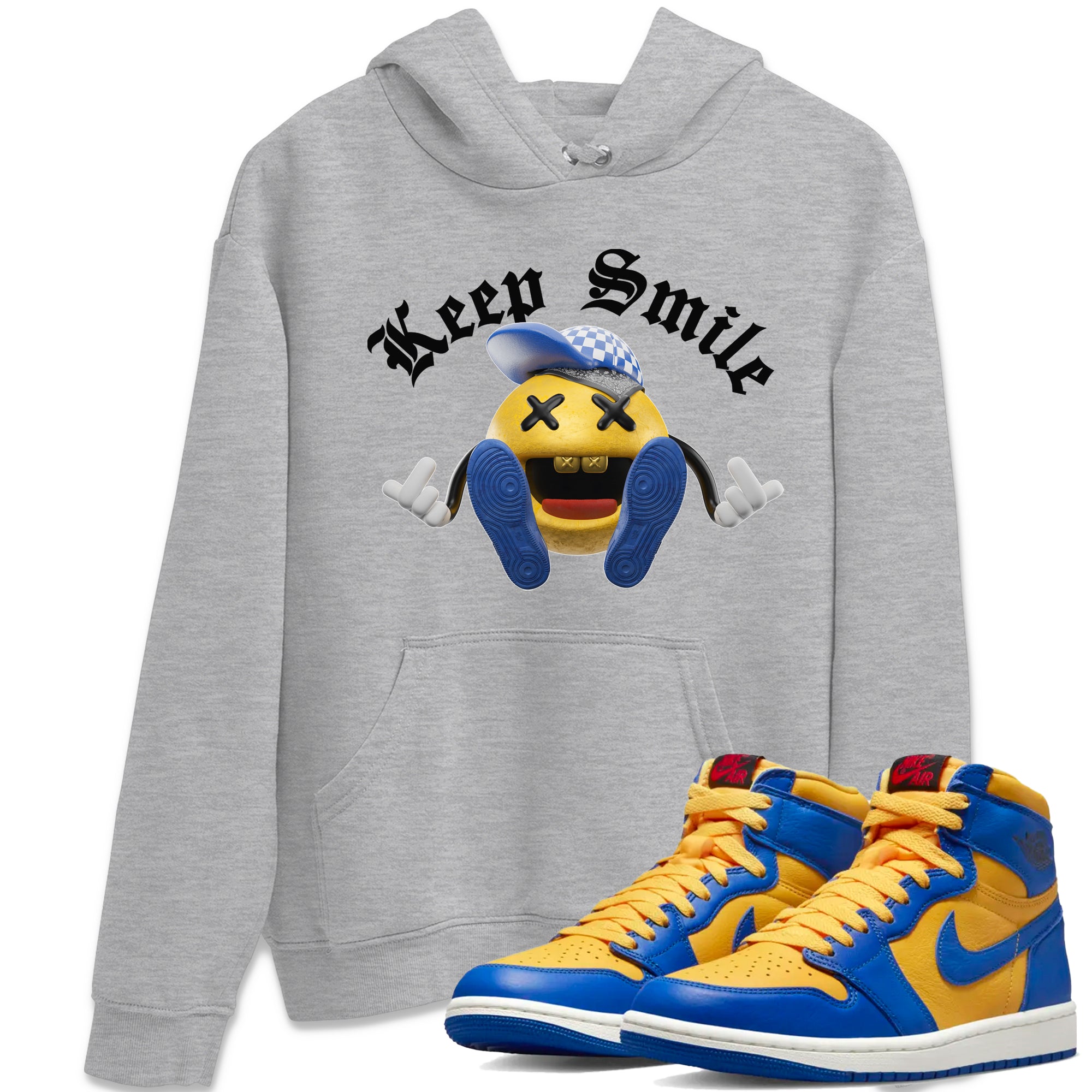 Keep Smiling Unisex Tops - Air Jordan 1 Game Royal Varsity Maize