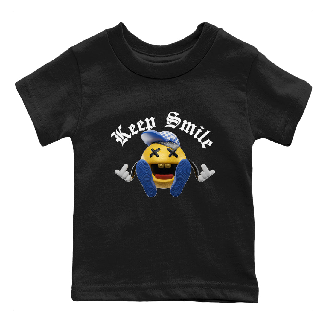 Keep Smiling Kids Tops - Air Jordan 1 Game Royal Varsity Maize