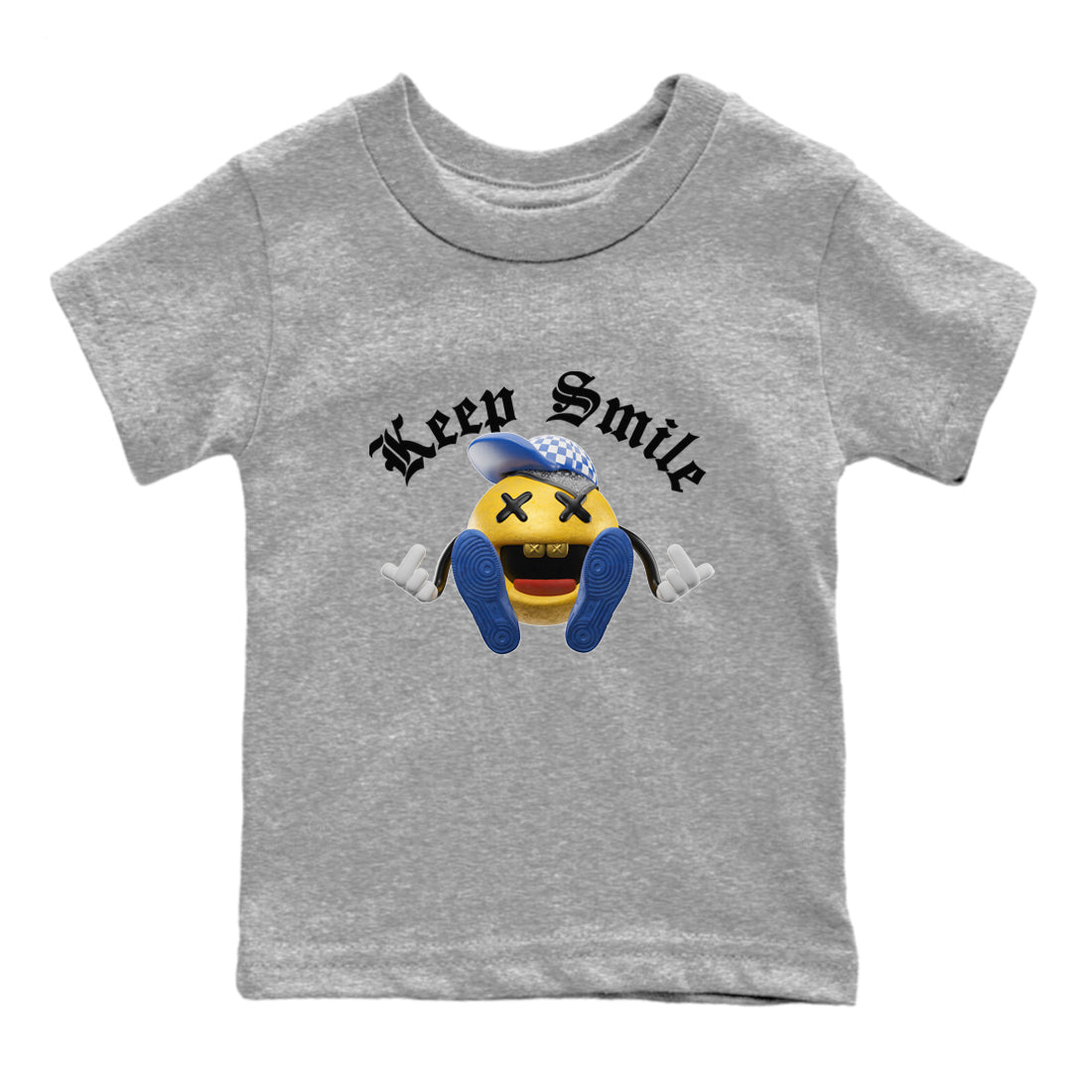 Keep Smiling Kids Tops - Air Jordan 1 Game Royal Varsity Maize
